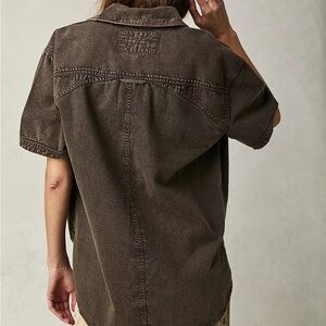 Free People We The Free The Short Of It Denim Top Dirty Deeds